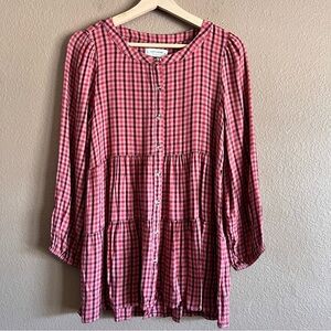 Lucky Brand Plaid Women's Boho Top Size Medium